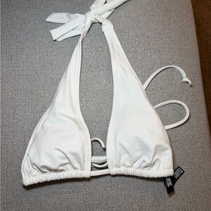 PINK Victoria's Secret White Triangle Halter Bikini Top